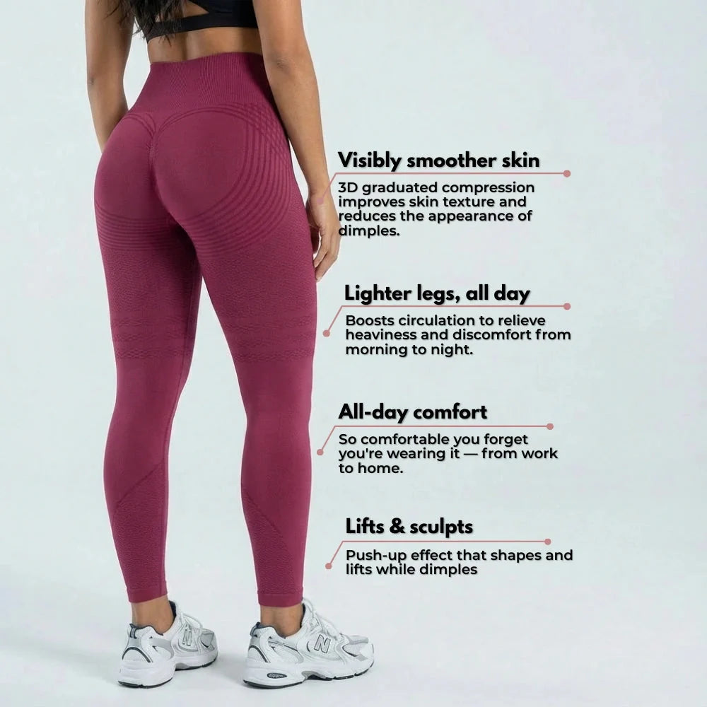 3D Leggings - Burgundy
